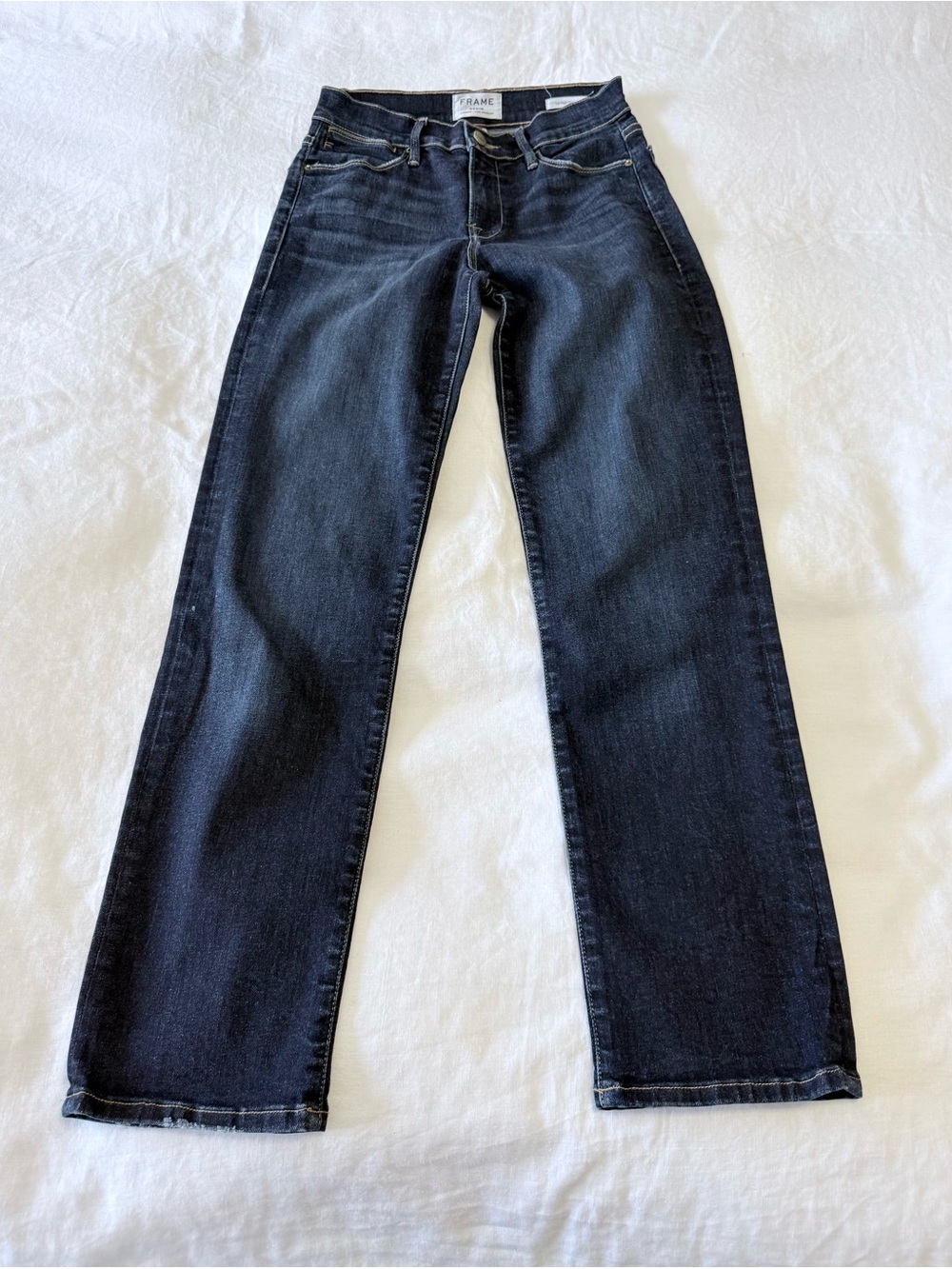 FRAME Denim | Women’s 26 | Le High Straight Jeans Med Wash Pringle Point Cropped